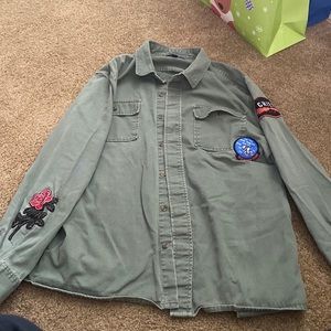 PacSun green jacket with patches